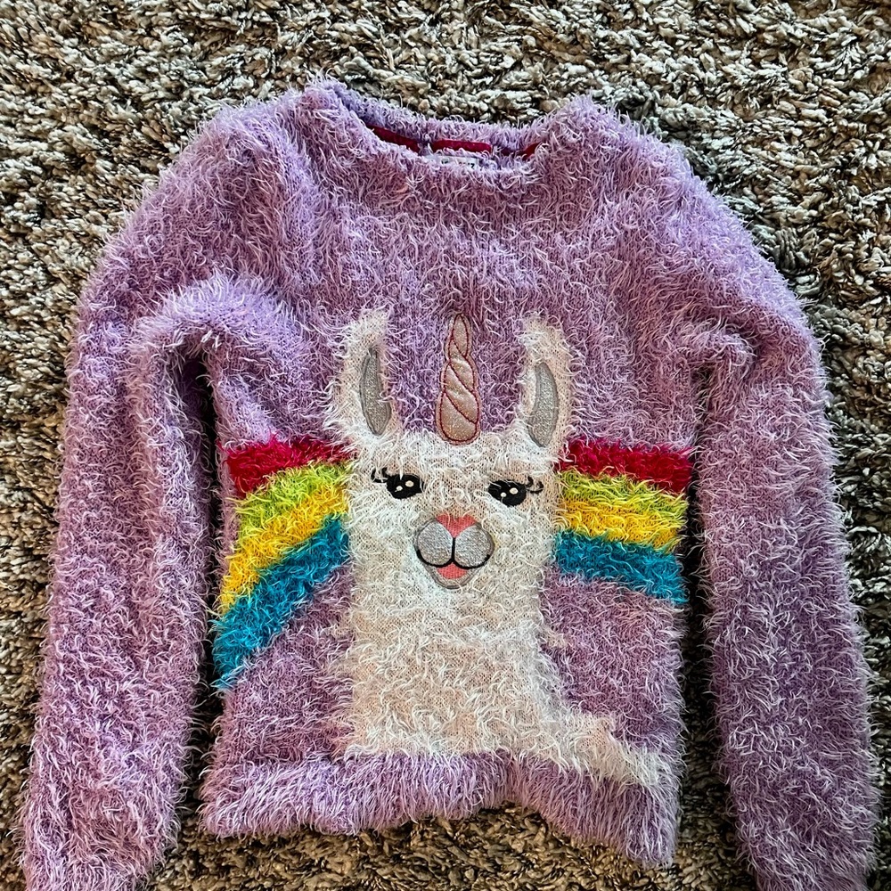 ❤️Novogratz Purple Unicorn Fuzzy Sweater